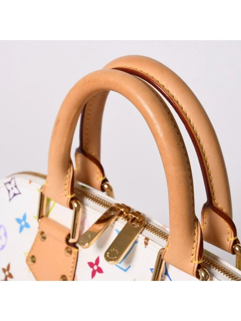 Louis Vuitton Alma Handbag Monogram Multicolor White Takashi Murakami